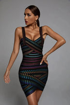 Siena – Mini Dress with Shiny Pattern and Neckline Details