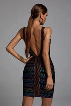 Siena – Mini Dress with Shiny Pattern and Neckline Details