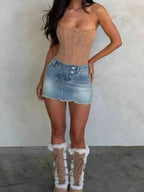 sofia – fitted suede corset top with sweetheart neckline