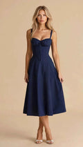 Sophie – Feminine corset midi dress with sweetheart neckline