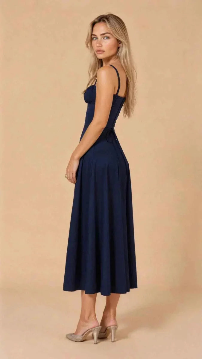 Sophie – Feminine corset midi dress with sweetheart neckline