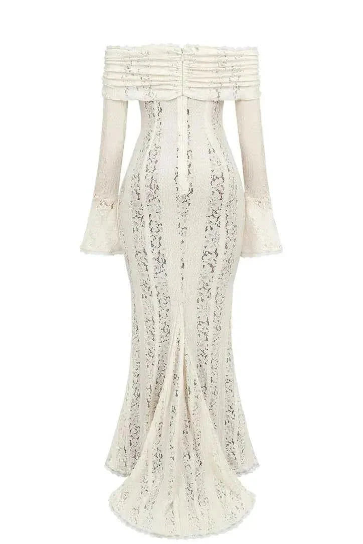Lace Maxi Dress with Ruching