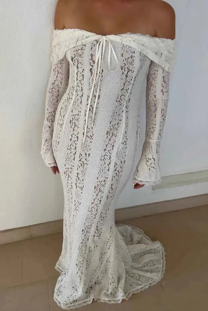 Lace Maxi Dress with Ruching