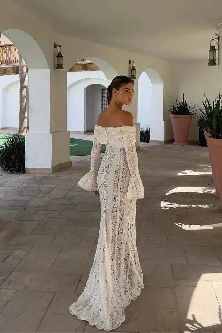 Lace Maxi Dress with Ruching