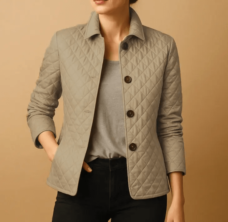 Quilted Hip-Length Casual Jacket for Women