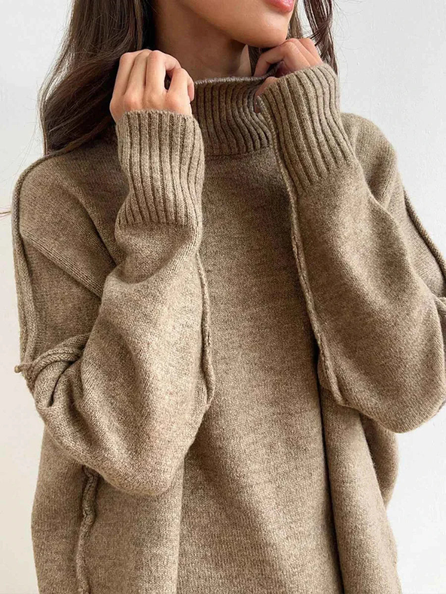Turtleneck knit set with lounge pants