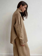 Turtleneck knit set with lounge pants